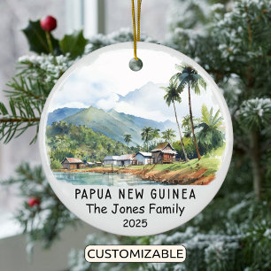 Personalized Papua New Guinea Ornament, Oceania Ceramic Tree Decoration