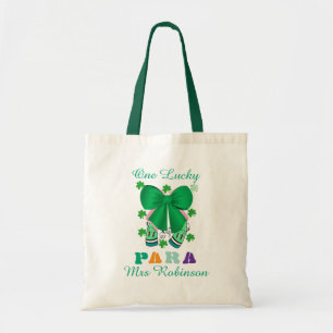 Personalized para educator coquette st paddy's day tote bag