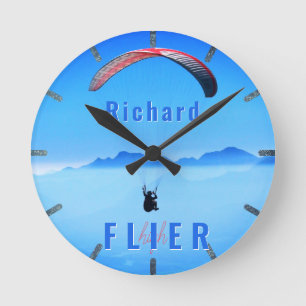 Personalized Paraglider flying Photo Round Clock