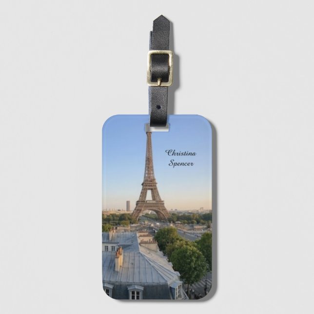 Personalized Paris City Skyline Custom Luggage Tag (Front Vertical)