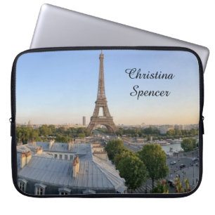 Personalized Paris City Skyline Laptop Sleeve