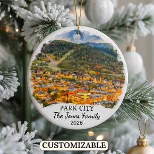 Personalized Park City Ornament, Custom Utah Ceramic Tree Decoration