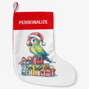 Personalized parrot wearing a Santa hat Christmas Small Christmas Stocking