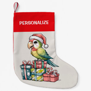 Personalized parrot wearing a Santa hat Christmas Small Christmas Stocking
