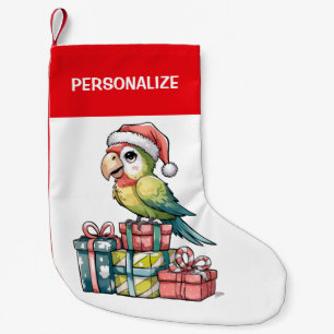 Personalized parrot wearing a Santa hat Christmas Small Christmas Stocking