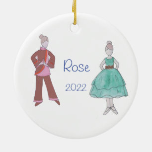 Personalized Party Girl/Chinese Tea Nutcracker  Ceramic Tree Decoration