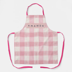 Personalized Pastel Blush Pink Gingham Apron