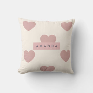 Personalized Pastel Blush Pink Heart Cushion