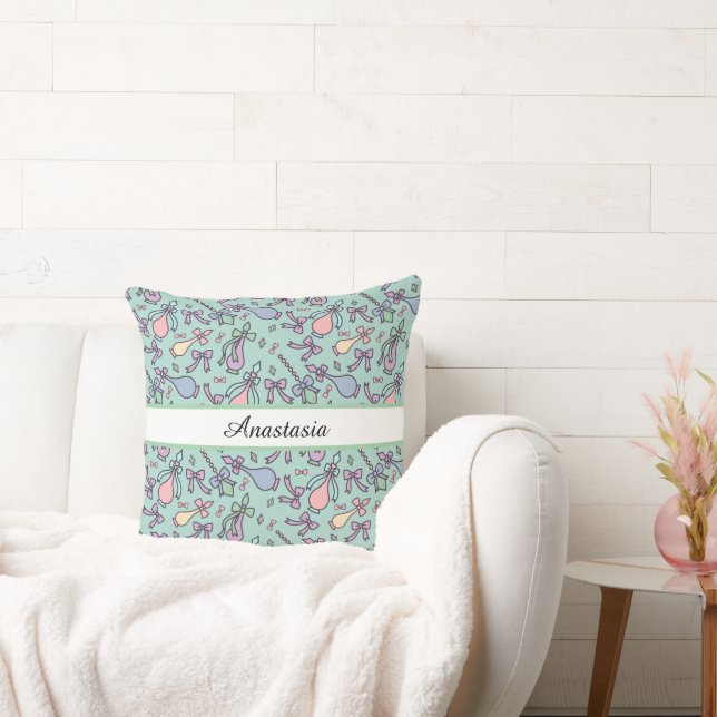 Personalized Pastel Bow Name Cushion (Couch)