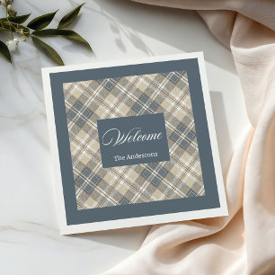 Personalized Pastel Brown Blue Napkins Classic