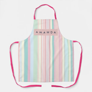 Personalized Pastel Candy Stripe Design Apron