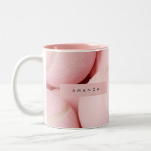 Personalized Pastel Chic Pink Tennis Ball Two-Tone Coffee Mug