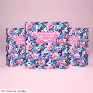 Personalized pastel colors preppy flower gift pack medium gift bag