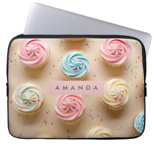 Personalized Pastel Cupcake Sprinkle Laptop Sleeve