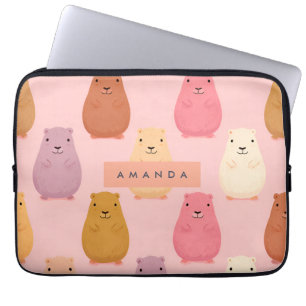 Personalized Pastel Cute Capybara Pattern Laptop Sleeve