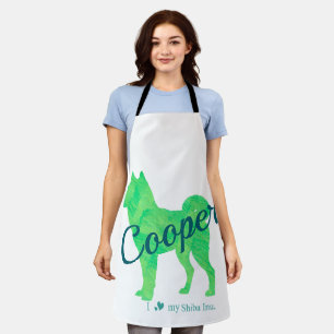 Personalized Pastel Green Color Shiba Inu Dog 柴犬 Apron