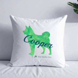 Personalized Pastel Green Color Shiba Inu Dog 柴犬 Cushion