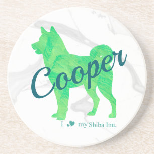 Personalized Pastel Green Shiba Inu Dog Custom Coaster
