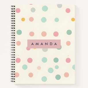 Personalized Pastel Macaron Polka Dot  Notebook