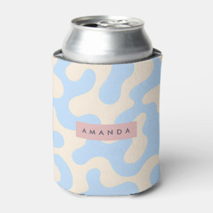 Personalized Pastel Pastel Blue Abstract Camo Can Cooler