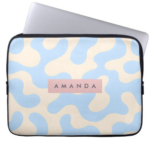Personalized Pastel Pastel Blue Abstract Camo Laptop Sleeve