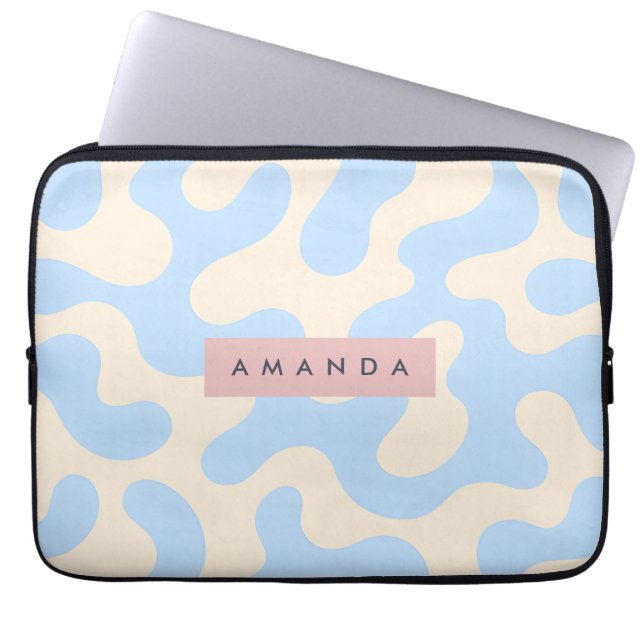 Personalized Pastel Pastel Blue Abstract Camo Laptop Sleeve (Front)