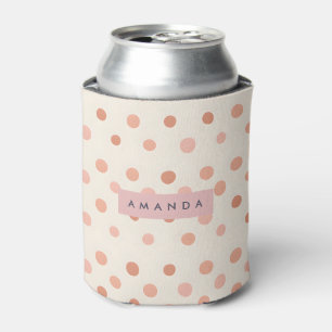 Personalized Pastel Peach & Blush Polka Dot  Can Cooler