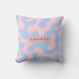 Personalized Pastel Pink and Baby Blue Abstract Cushion