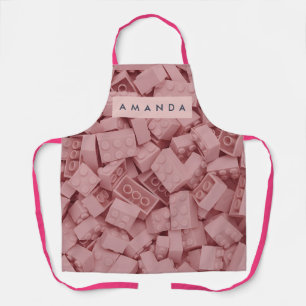 Personalized Pastel Pink Building Block Apron