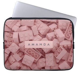 Personalized Pastel Pink Building Block Laptop Sleeve
