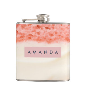 Personalized Pastel Pink Cake Layers Design Hip Flask