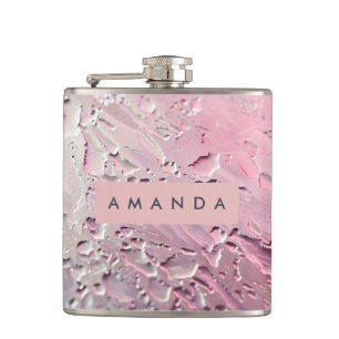 Personalized Pastel Pink Frosted Glass Hip Flask