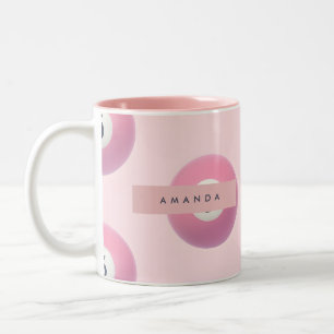 Personalized Pastel Pink Number 5 Billiard Ball Two-Tone Coffee Mug