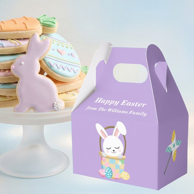 Personalized Pastel Purple Easter Bunny Party Favour Box (Creator Uploaded)