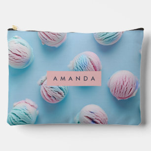 Personalized Pastel Rainbow Ice Cream Accessory Pouch
