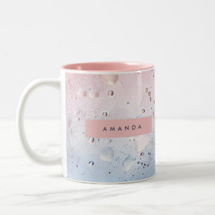 Personalized Pastel Raindrop & Ombre Watercolor Two-Tone Coffee Mug