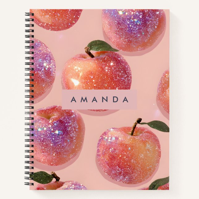 Personalized Pastel Sparkle Peach Style Notebook (Front)