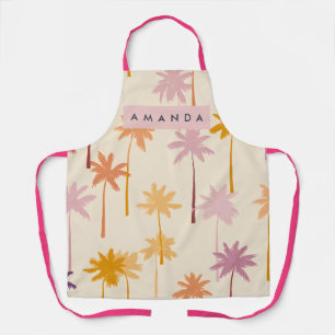 Personalized Pastel Tropical Sunset Palm Tree Apron