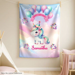 Personalized Pastel Unicorn Blanket Girls Birthday