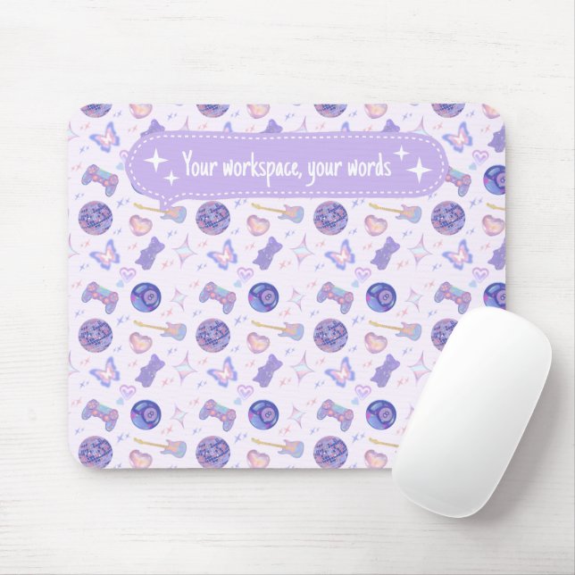 Personalized pastel y2k lavender aesthetic pattern mouse pad (With Mouse)