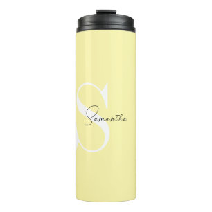 Personalized Pastel Yellow Monogram Thermal Tumbler