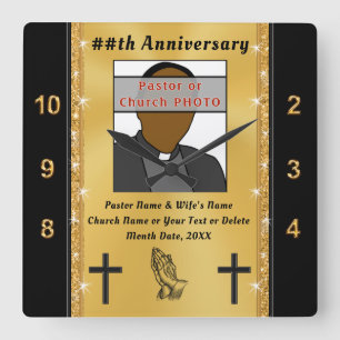 Personalized Pastor and Wife Anniversary Gifts Square Wall Clock