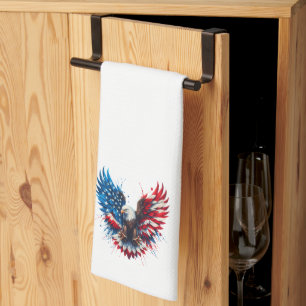 Personalized Patriotic Colors America Bold Eagle Tea Towel