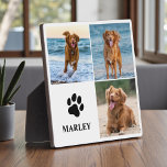 Personalized Paw Dog Lover Photo Collage Pet Plaque<br><div class="desc">Celebrate a beloved pet with this personalized paw themed dog lover photo collage plaque. The clean modern layout showcases multiple favorite photos arranged within or around a paw inspired design, creating a heartfelt and visually striking keepsake. With crisp print quality and a polished finish, this plaque is perfect for gifting,...</div>
