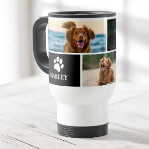 Personalized Paw Dog Lover Photo Collage Pet Travel Mug