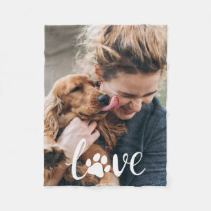 Personalized Paw Love Print Dog Lover Blanket
