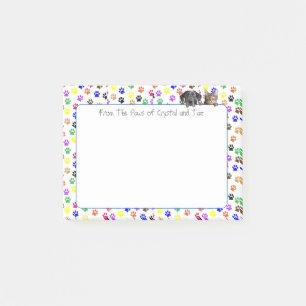 Personalized Paw Prints with Dog and Cat 4 X 3  Post-it Notes