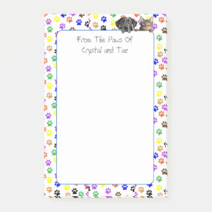 Personalized Paw Prints with Dog and Cat 4 X 6  Post-it Notes
