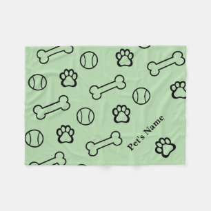 Personalized Pawprint and Bone Dog Blankets