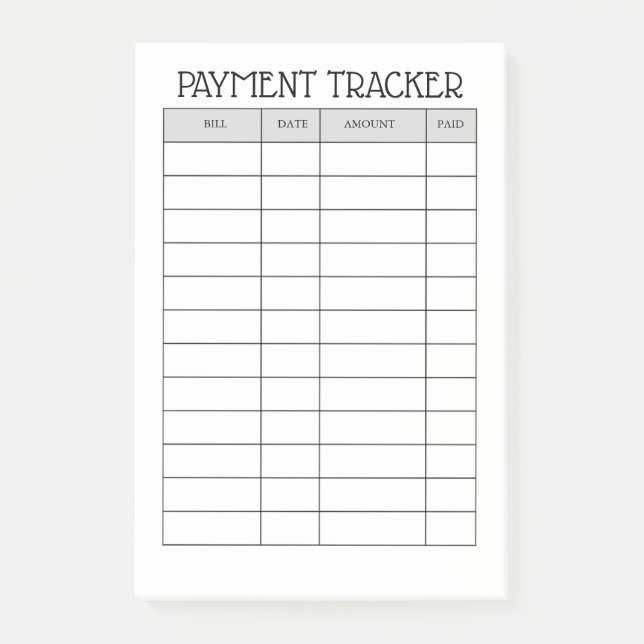 Personalized Payment Tracker Notepad (Front)